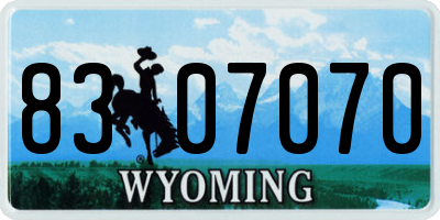 WY license plate 8307070