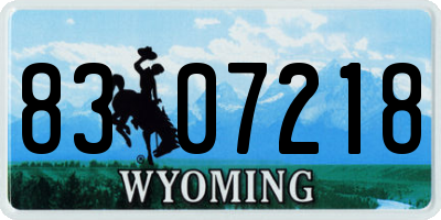 WY license plate 8307218