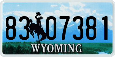 WY license plate 8307381