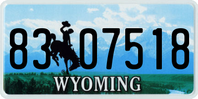 WY license plate 8307518