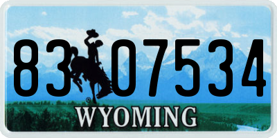 WY license plate 8307534