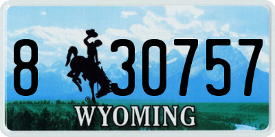 WY license plate 830757