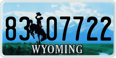 WY license plate 8307722