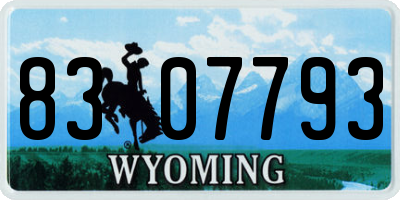 WY license plate 8307793