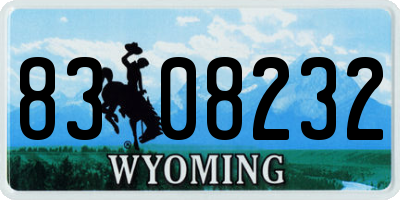 WY license plate 8308232