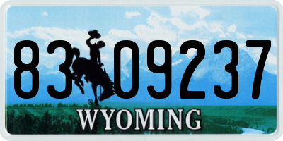 WY license plate 8309237