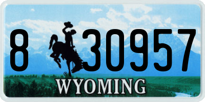WY license plate 830957