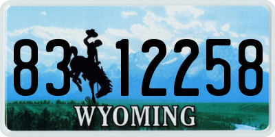 WY license plate 8312258