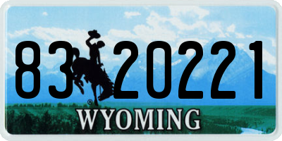 WY license plate 8320221