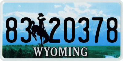 WY license plate 8320378