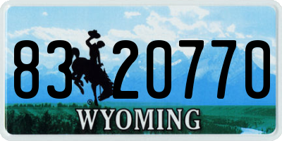 WY license plate 8320770