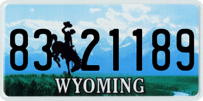WY license plate 8321189