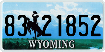 WY license plate 8321852
