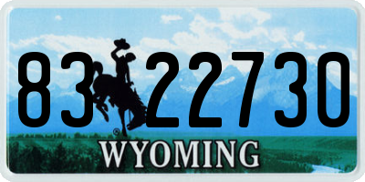 WY license plate 8322730