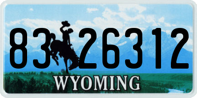 WY license plate 8326312