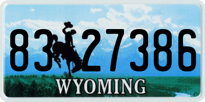 WY license plate 8327386