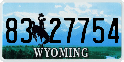 WY license plate 8327754