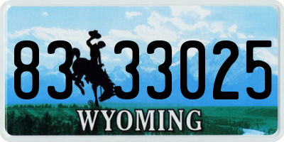 WY license plate 8333025