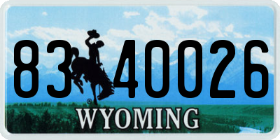 WY license plate 8340026