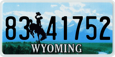 WY license plate 8341752