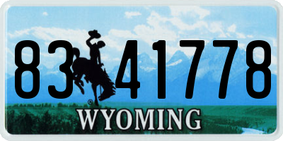 WY license plate 8341778