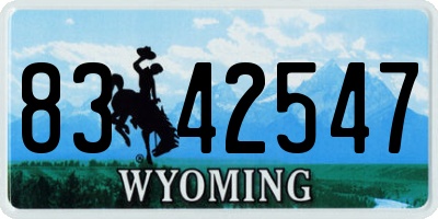 WY license plate 8342547