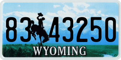 WY license plate 8343250