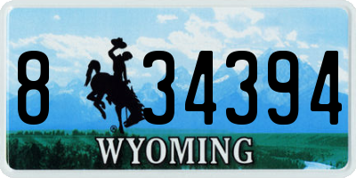 WY license plate 834394