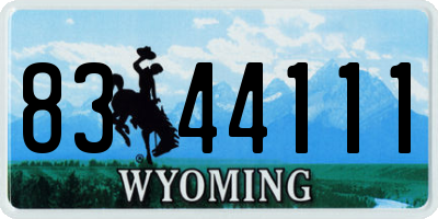 WY license plate 8344111