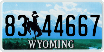 WY license plate 8344667