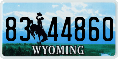 WY license plate 8344860