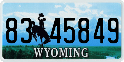 WY license plate 8345849