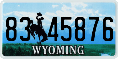 WY license plate 8345876