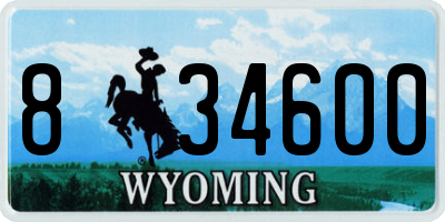 WY license plate 834600
