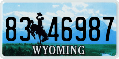 WY license plate 8346987