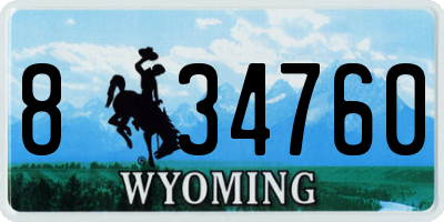 WY license plate 834760