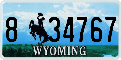 WY license plate 834767
