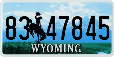 WY license plate 8347845
