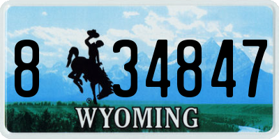 WY license plate 834847
