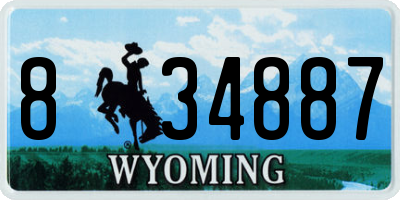 WY license plate 834887