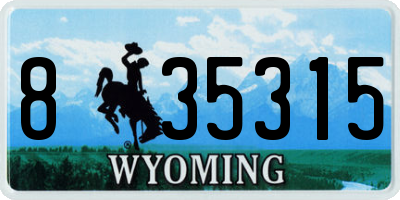 WY license plate 835315