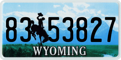 WY license plate 8353827