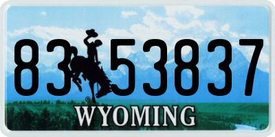 WY license plate 8353837