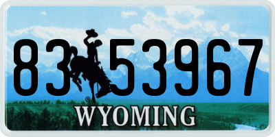 WY license plate 8353967