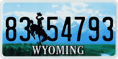WY license plate 8354793