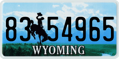 WY license plate 8354965