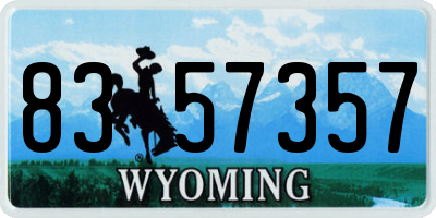 WY license plate 8357357