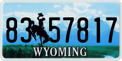 WY license plate 8357817