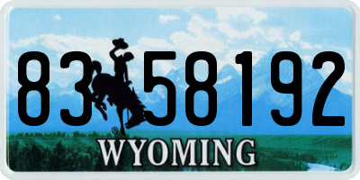 WY license plate 8358192