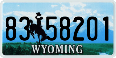 WY license plate 8358201
